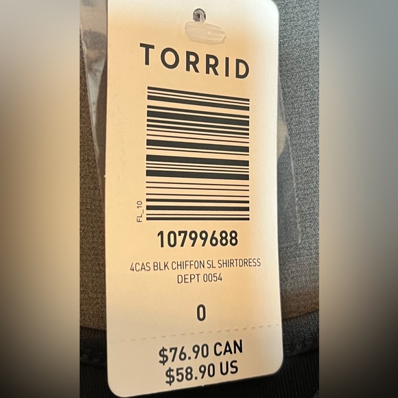 Torrid black Chiffon Shirt Dress, sheer lined. Size 0 - Picture 5 of 8